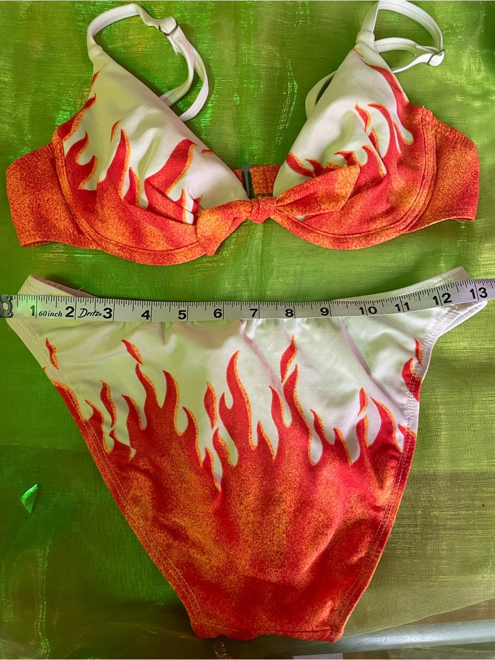🔥 FLAME BIKINI 🔥 White & Orange Print Women's Bikini Set - Vibrant SEXY! - Picture 9 of 9